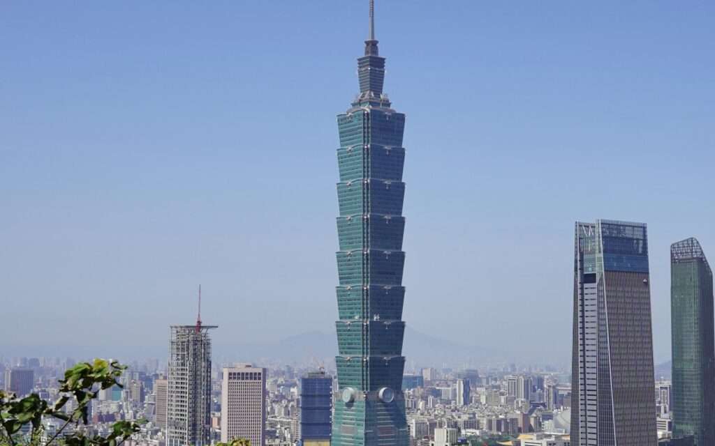 Taipei 101 rising above the city, seen from the Xiangshan trail